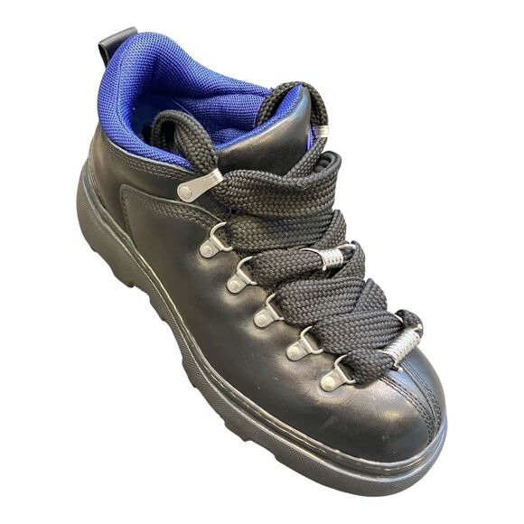 $1190 New BURBERRY Leather Trek Boots Mens 8 EU 41 Black Blue Logo Hiking Shoes main image 4